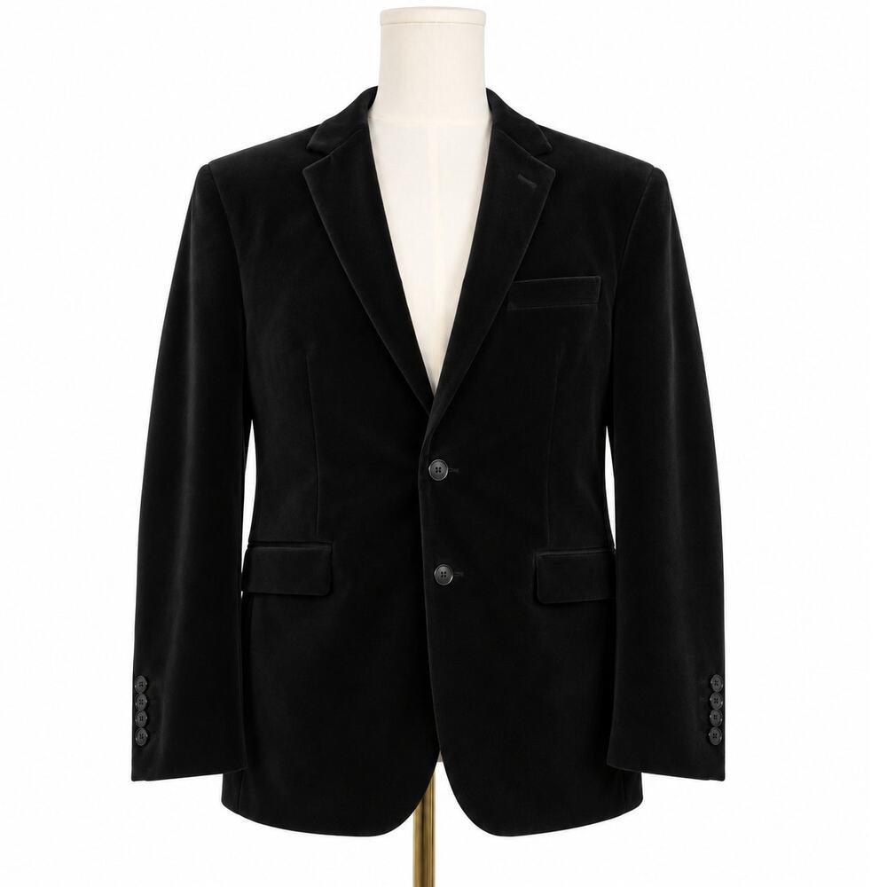J. Ferrar Black Velvet Men's Slim Fit Suit Jacket Sports Coat 42R Formal Blazer